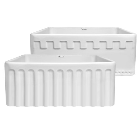 Whitehaus Rvrsbl Sink W/ A Castlehaus Design Front Apron On One Side, Wht WHFLATN2418-WHITE